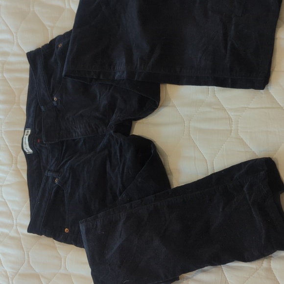 UNIQLO Velvet Pants Womens 29 Midnight Blue INES De La Fressange Slim Straight - Picture 6 of 6